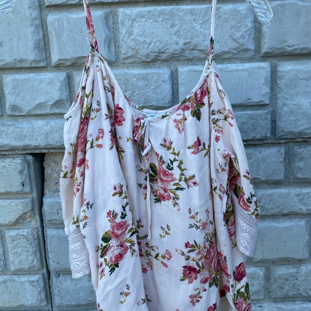 Forever 21 Floral Cold Shoulder Top